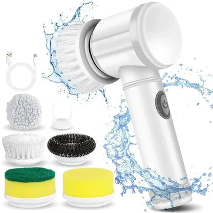 Electric Power Scrubber – 5 Replaceable Heads for Bathroom Cleaning